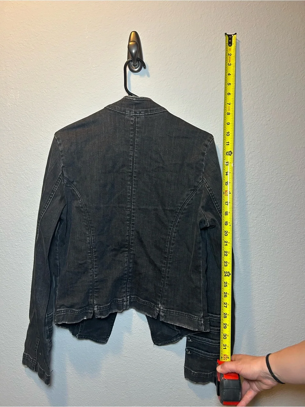 Free People Black Military-Style Buttoned Denim Jacket - Picture 4 of 6